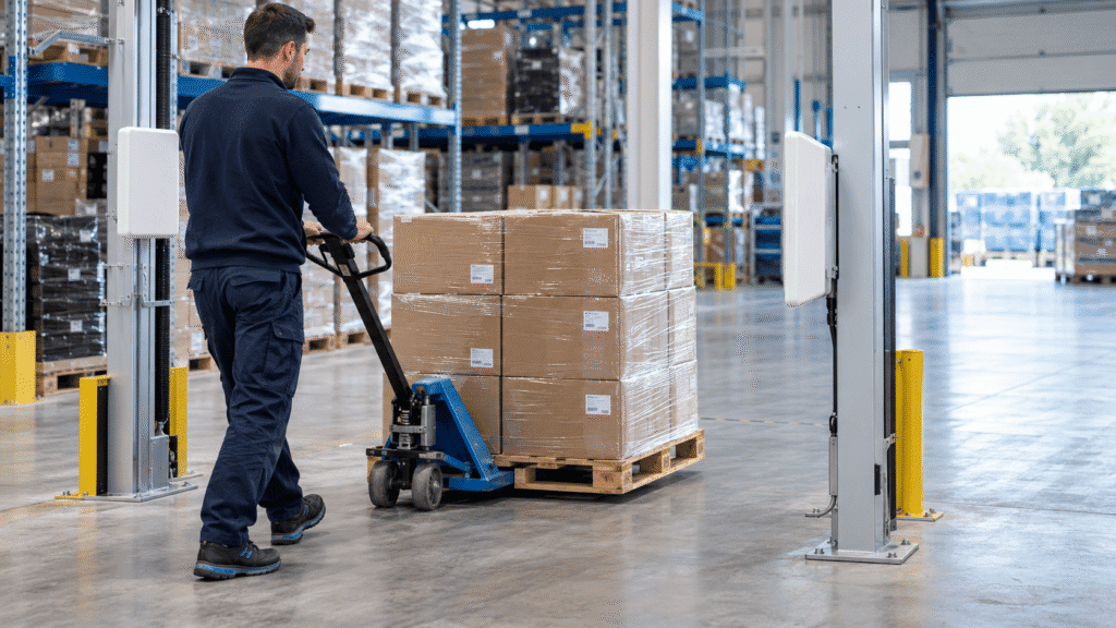 Leitura RFID no portal de expedição